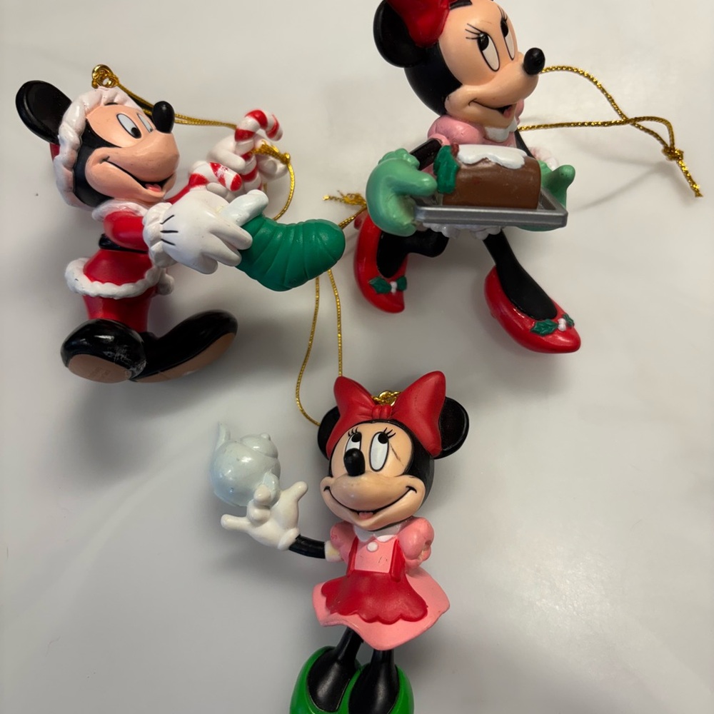 Disney Mickey and Minnie Mouse Festive Ornament Trio